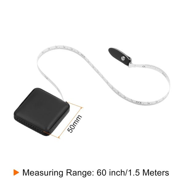 Square Retractable Measuring Tape 150cm/60-inch Soft Leather Case Tailors Tape Measure Pocket Size