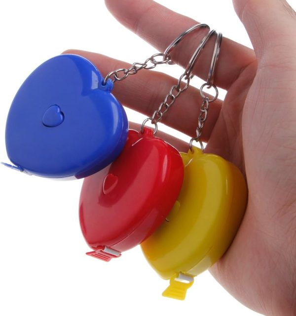 Keychain Portable Retractable Ruler Heart-Shaped Tape Measure 1.5m