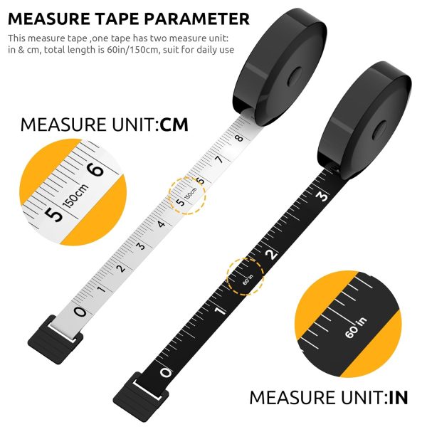 2 pcs Tape Measure 60 Inch, Retractable Double